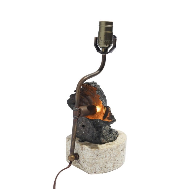 Vintage Cast Bronze Shell Lamp on a Marble Base, C. 1900 For Sale - Image 10 of 12