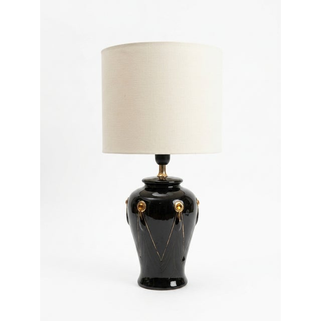 Mid-Century Modern Ceramic Table Lamp, 1970s, in Very Good conditions. Designed 1970 to 1979 European Plug (up to...