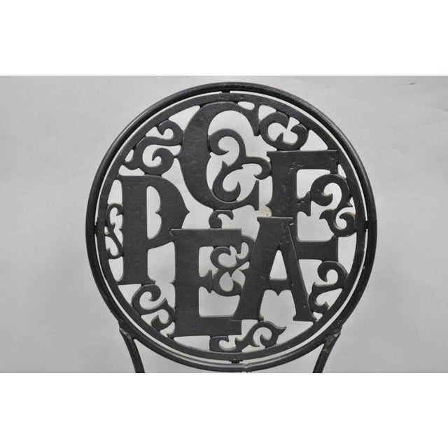 Mid-Century Modern Mid 20th Century Arthur Umanoff Style for Shaver Howard "Peace & Love" Wrought Iron Bistro Side Chair For Sale - Image 3 of 11