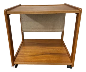 Mid-Century Modern Two-Tier Side Table With Magazine Rack | Wood & Cloth Sling
