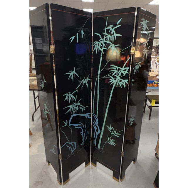 1950s Chinese Coromandel Lacquer Screen Divider Screen Fantastic colors with prominent soft blues and gold wash on this...