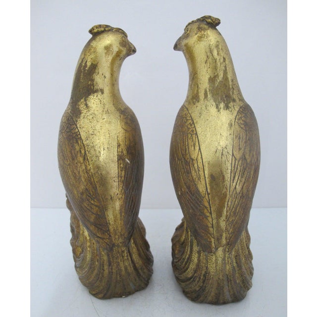 Borghese Borghese Italian Chalkware Gold Painted Quail Bird Mid Century Figurine Pair For Sale - Image 4 of 12