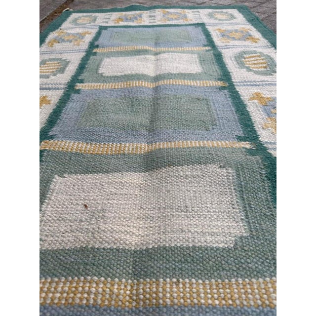 Small Scandinavian Flat Woven Rug, 1960s For Sale - Image 11 of 16