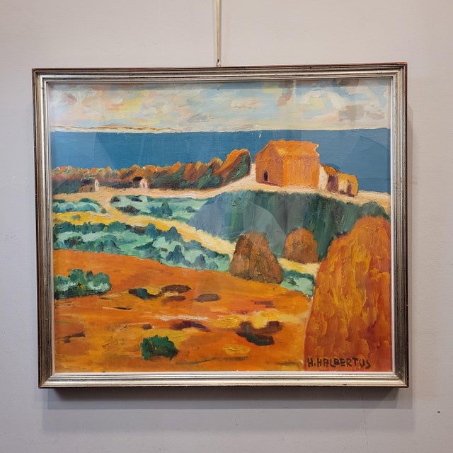 “mediterranean landscape”, h. Halbertus, post-impressionism, 20th century – italy technique: oil on canvas title of the...