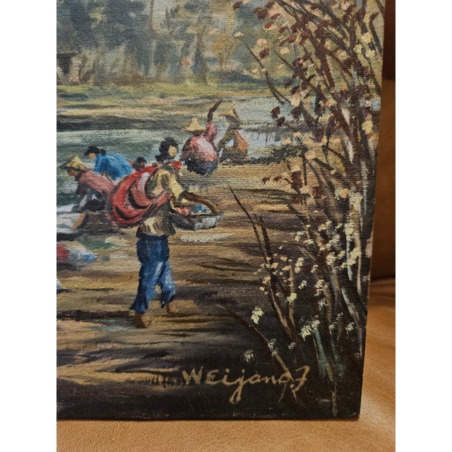 Vintage Asian Oil Painting, Signed For Sale - Image 4 of 5