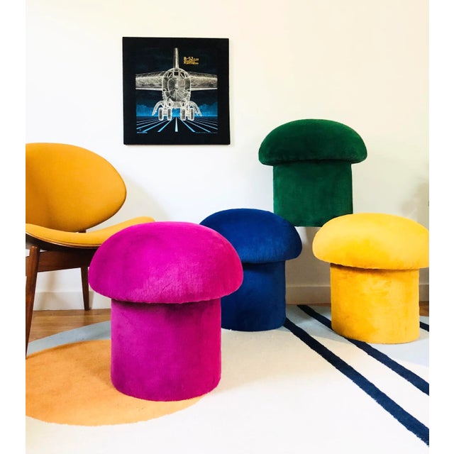 Blue Mushroom Ottoman in Sapphire Plush For Sale - Image 8 of 8
