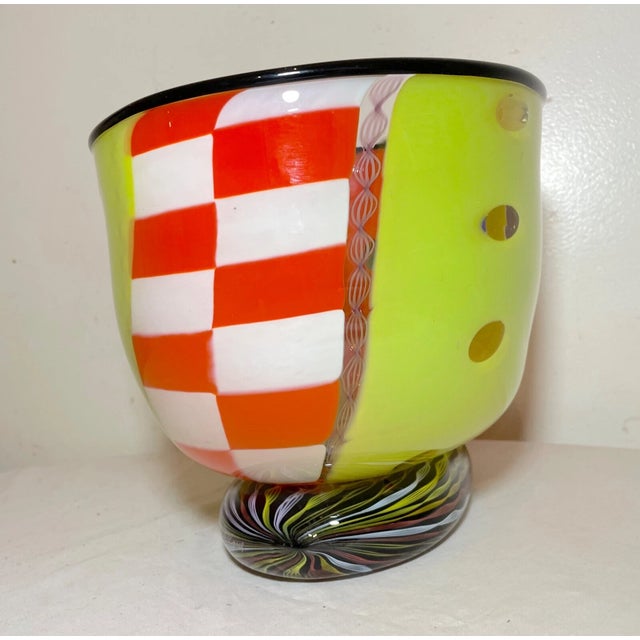 1980s Large Blown Harry Stuart RPM Studio Centerpiece Bowl Art Glass Sculpture Vase For Sale - Image 5 of 14