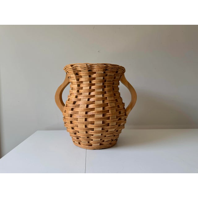 Vintage Oversized Woven Double Handled Floor Vase For Sale - Image 9 of 10