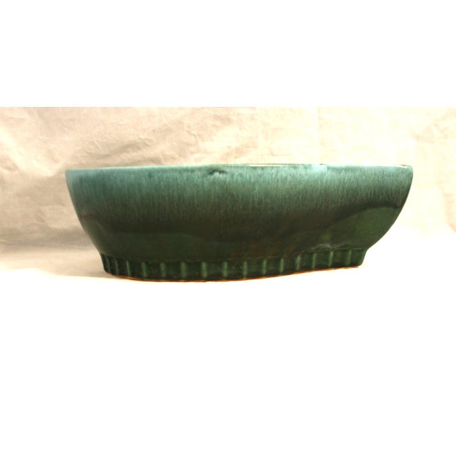 1960s Mid Century Modern Hull Pottery Green Drip Glaze Leaf Shaped Planter Bowl 406 For Sale In West Palm - Image 6 of 10