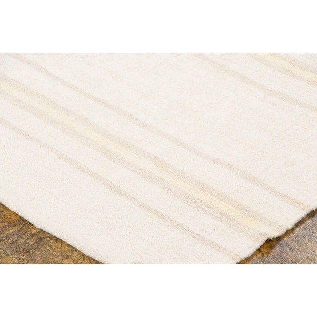 Vintage Turkish Kilim Hemp Rug With Gold Stripes by Rug & Kilim, 1950-1959 For Sale In New York - Image 6 of 9