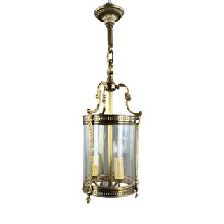 20th Century Louis XVI Lantern in Bronze and Glass For Sale