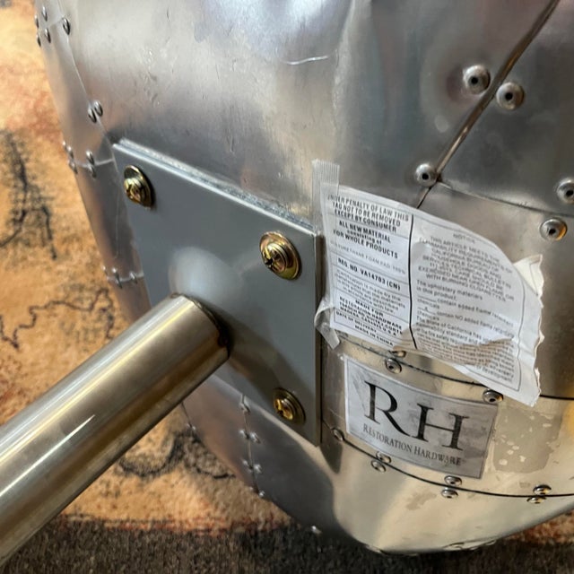 Restoration Hardware Aviator Leather and Aluminum Swivel Chair For Sale - Image 12 of 12