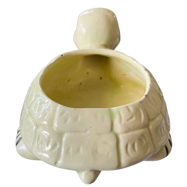 Bunny Williams Home Vintage Hand-Painted Ceramic Turtle Planter – Made in Usa, Mid-Century Figural Cachepot For Sale - Image 4 of 5