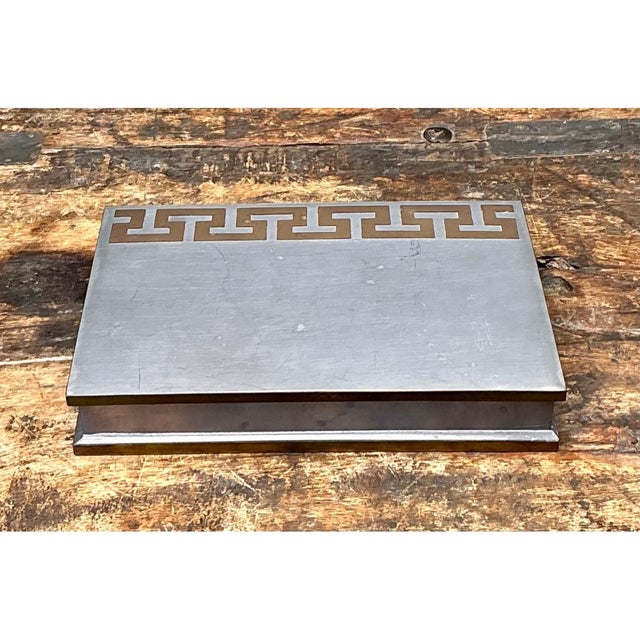 Vintage Greek Key Metal Box For Sale In West Palm - Image 6 of 12