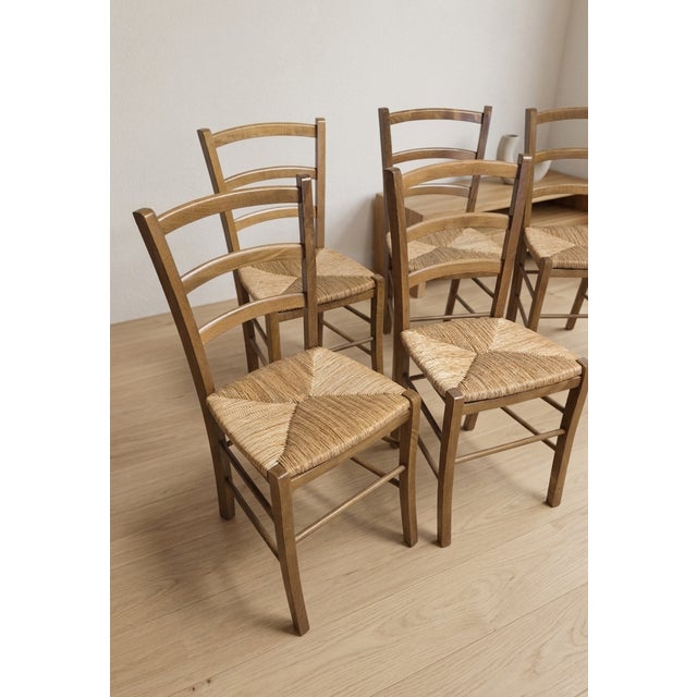 20th Century Scandinavian Dining Chairs with Wooden Frame & Woven Rattan Seats from Gemla Fabrikers AB, 1960s, Set of 8 For Sale - Image 6 of 8