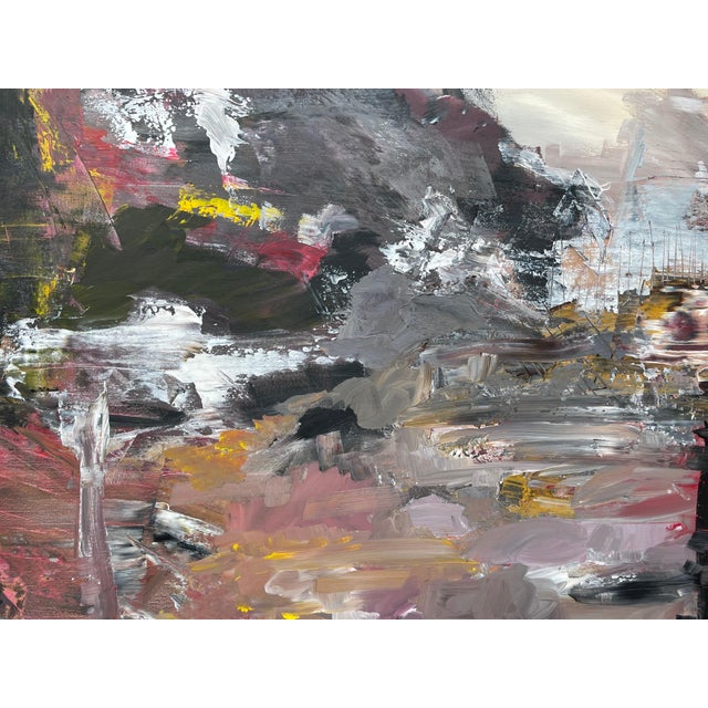 Black Yellow & Red Abstract Expressionist Painting by Leading Contemporary British Artist, Angela Wakefield Art measures...