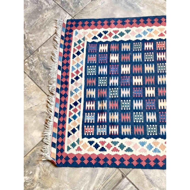 1970s Vintage Wool Kilim Rug with Geometric Comb Pattern, 1970s For Sale - Image 5 of 10