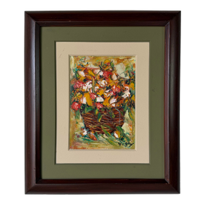 Vintage Impressionist Style Still Life Oil on Masonite Painting, Signed