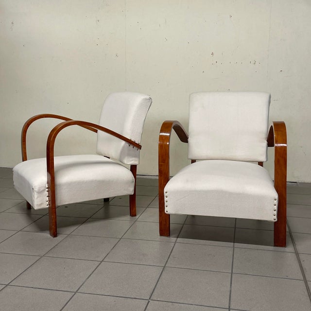 Art Deco Italian Armchairs in Curved Wood, 1930s, Set of 2 For Sale - Image 4 of 15