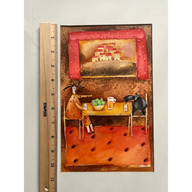 1980s 1980s Original Watercolor Painting by Famous Mexican Artist Juan Ezcurdia For Sale - Image 5 of 7