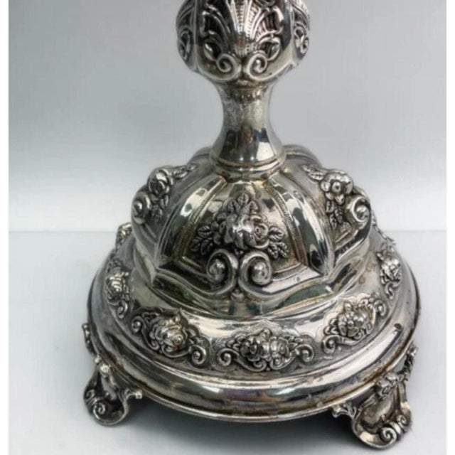 Metal 925 Silver Menorah Antique Judaica Large For Sale - Image 7 of 7