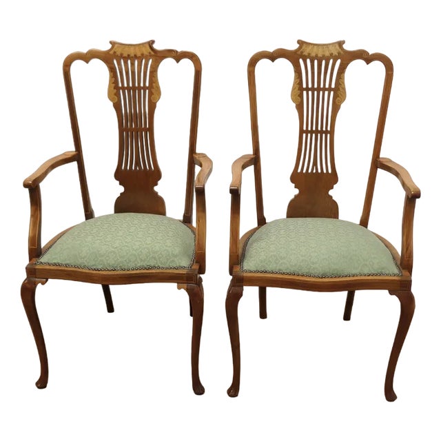 Set of Edwardian Upholstered Armchairs, 1890s For Sale