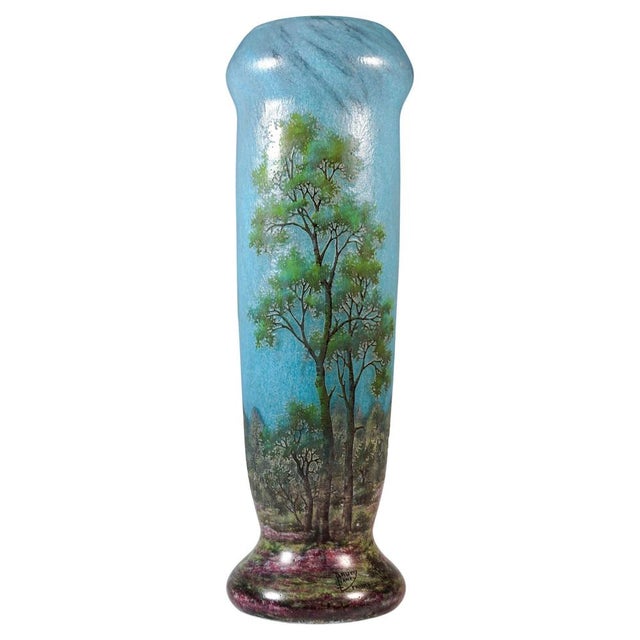 Large Art Nouveau Cameo Vase with Spring Landscape from Daum Nancy, France, 1910s For Sale - Image 9 of 9