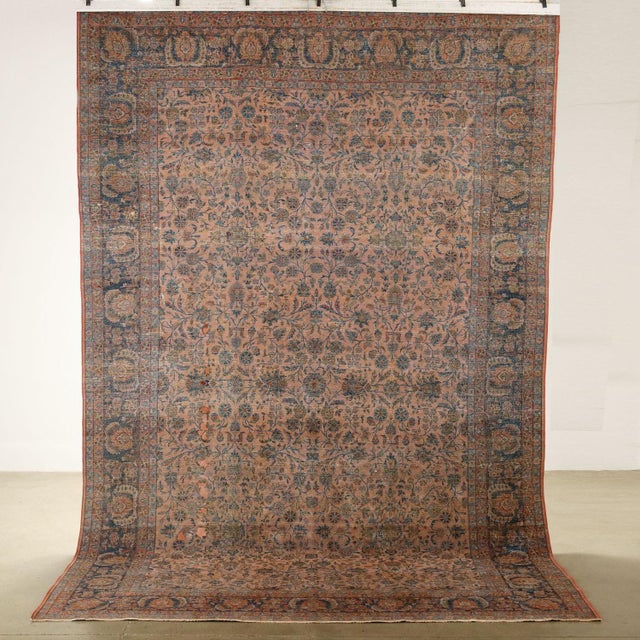 Antique Keshan Manchester Rug in Cotton and Wool For Sale - Image 14 of 16