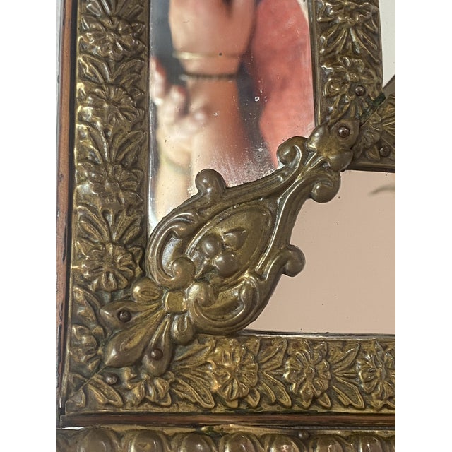 Gold Mirror with Repoussé Brass Glazing Bars, 1890s For Sale - Image 8 of 18