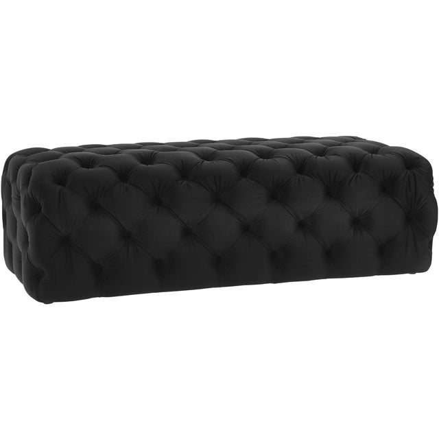 Wood Kaylee Jumbo Black Velvet Ottoman For Sale - Image 7 of 7