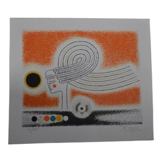 Anton Cetin (1936-) “Face With Long Braids” Lithograph Signed and Numbered 13/65 For Sale