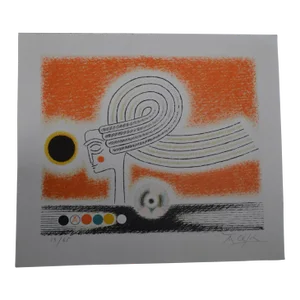 Anton Cetin (1936-) “Face With Long Braids” Lithograph Signed and Numbered 13/65