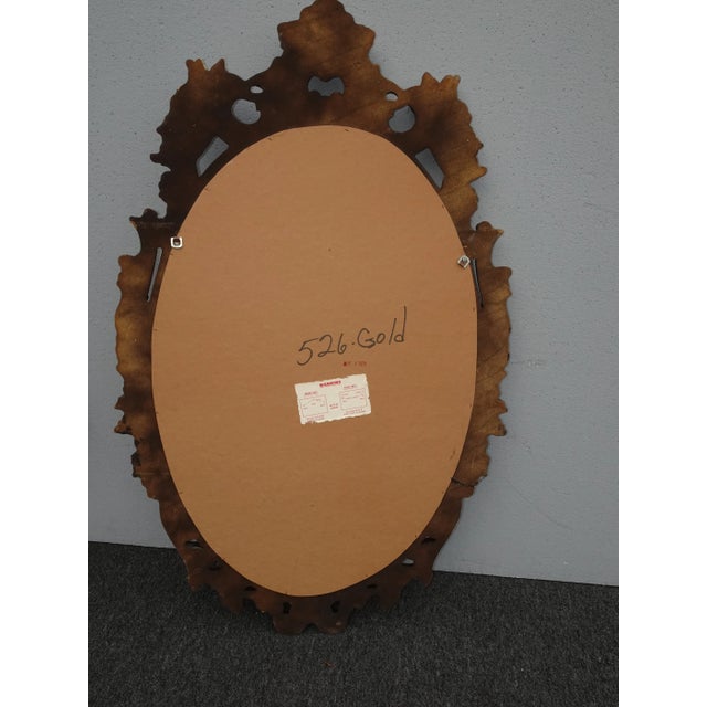 32"Tall Vintage French Provincial Ornate Gold Syroco Style Wall Mantle Mirror For Sale - Image 11 of 13