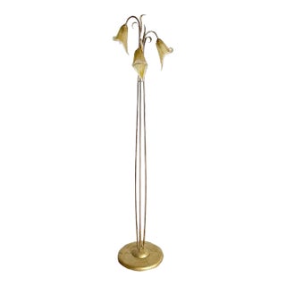 Regency Gold Three Headed Tulip Floor Lamp For Sale