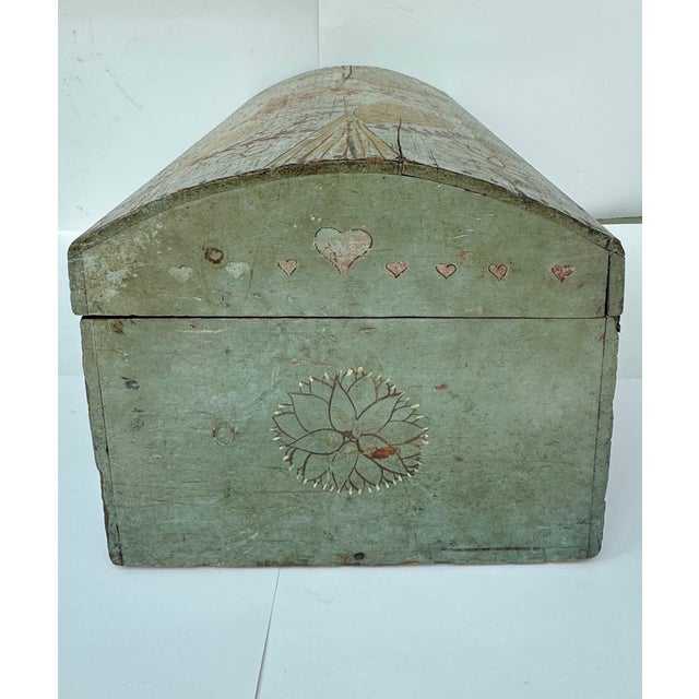 American Folk Art Blue Painted Storage Chest Circa 1820 For Sale - Image 4 of 18