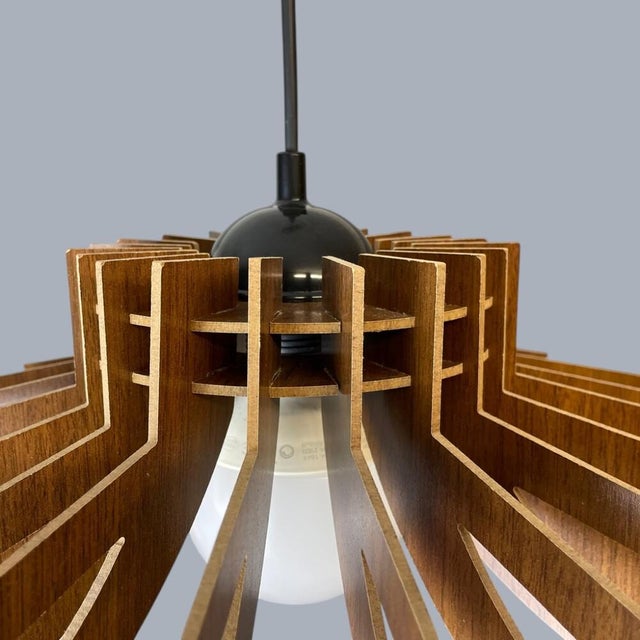 Scandinavian Portuguese Modular Wooden Hanging Lamp, 2010s For Sale - Image 9 of 13