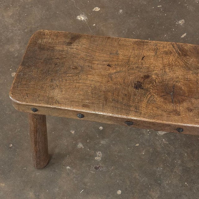Rustic Mid-Century Brutalist Bench ~ Stool For Sale - Image 15 of 16