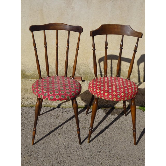 Wood and Fabric Chairs, Set of 2 For Sale - Image 15 of 18