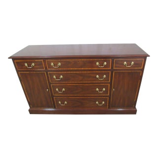 1980s Henkel Harris Sideboard Buffet Mahogany Banded Designer For Sale