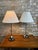 Pair of Chrome Tear-Drop Table Lamps with pleated shades. Shades fit on sockets but come with their original harps and...