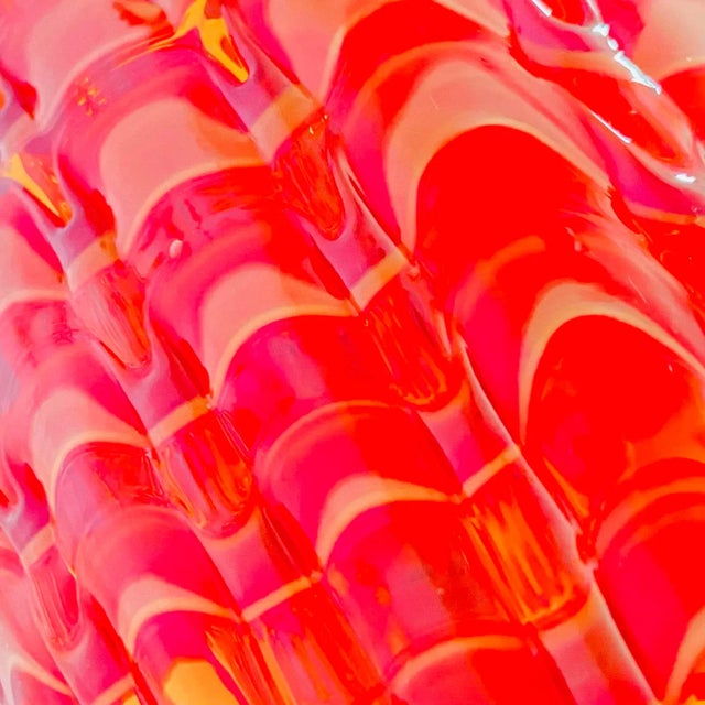 Glass 1970s Red Murano Pinched Glass Vase For Sale - Image 7 of 10