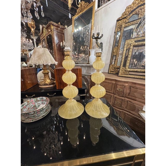 Decorative gold Murano "bubble" glass ball form lamps. Makes a beautiful statement! 10w x 23h