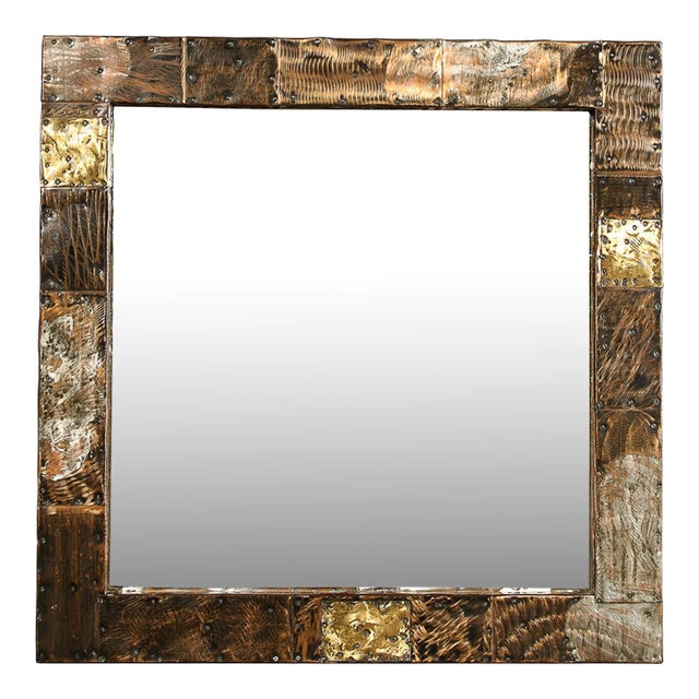 Mid-Century Brutalist Patchwork Mirror by Paul Evans For Sale