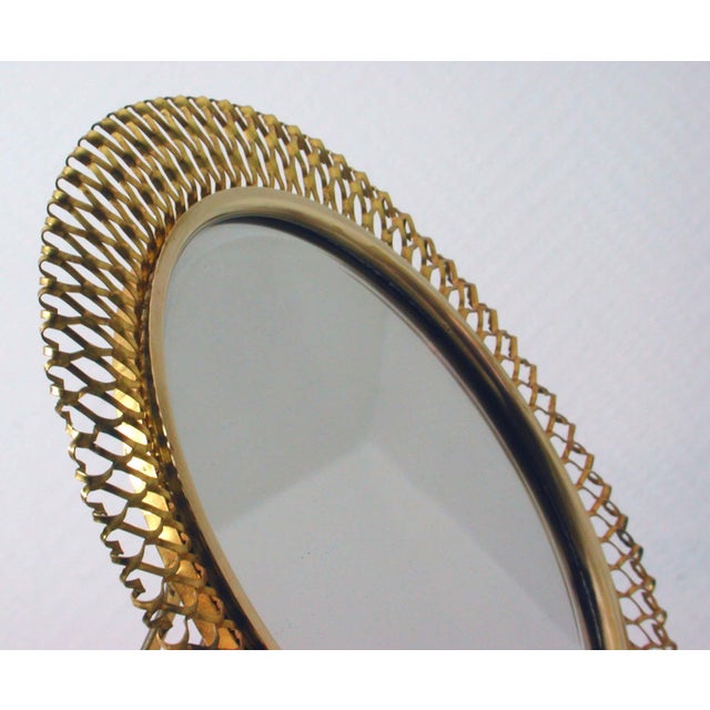 Mid-Century German Brass Vanity Table Mirror from Vereinigte Werkstätten Munich For Sale - Image 6 of 12