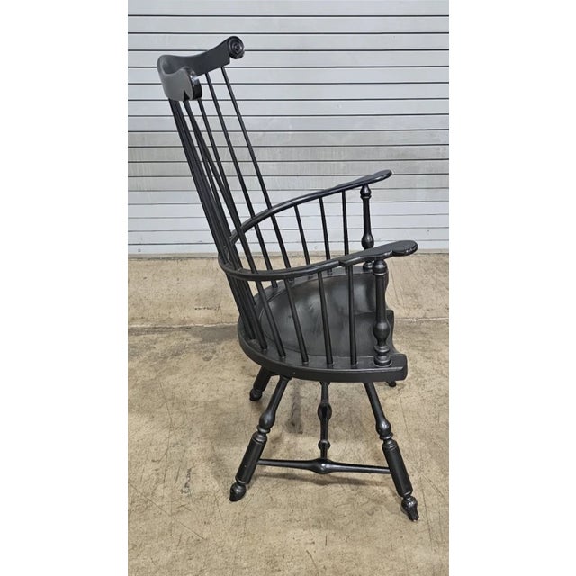 Saybolt Cleland Inc. Late 20th Century Saybolt Cleland Black Fan Back Windsor Arm Chair Made in Philadelphia, Pa For Sale - Image 4 of 9