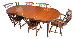 1971 Pennsylvania House Solid Cherry Dining Table & 6 Windsor Chairs (Van Sciver Retailer)