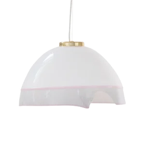Large Italian Ceiling Lamp in White Murano Glass with Pink Gray Finishes, 1980s