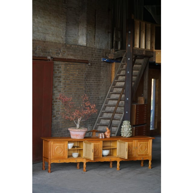 Vintage Danish Brutalist Sideboard in Oak by Henning Kjærnulf, 1960s For Sale - Image 11 of 18
