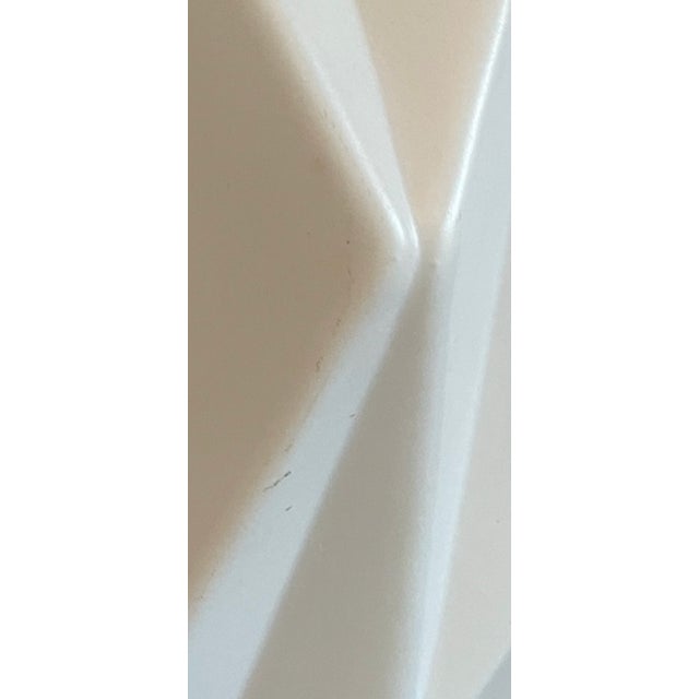 White Vintage 3-Dimensional Diamond Pattern White Glass Ceiling Pendant Light For Sale - Image 8 of 11