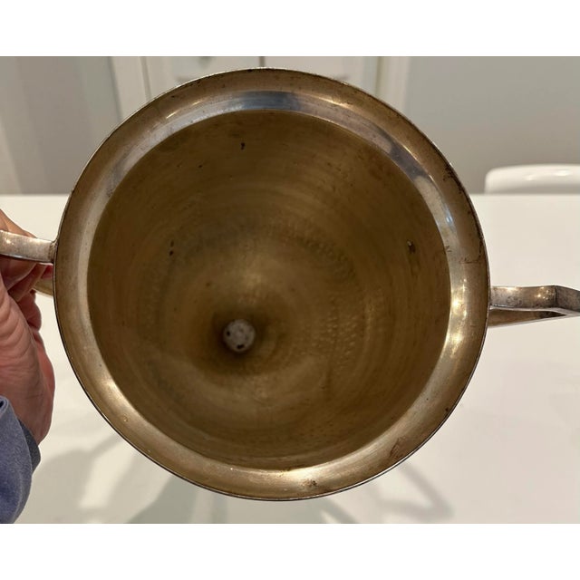 1990s Shabby Chic Hammered Silvered Brass Trophy Vase For Sale - Image 5 of 10